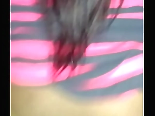 slim ladyboy in blue bikini teases with her big tits and