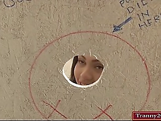 tranny luna rose sucks through gloryhole and is anal reamed