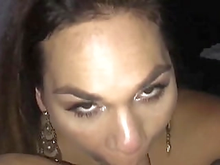 beautiful tranny karina abelha jerks off her huge rod solo