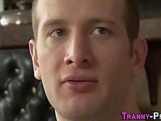 blonde shemale mistress brandy makes her cuck lick her lover s cum