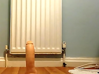 me riding a big dildo in the bathroom