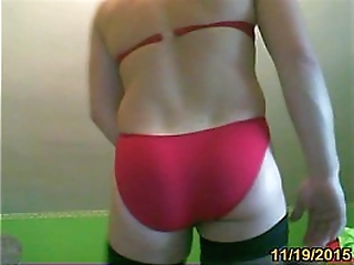 sexy red swimsuit anal plug