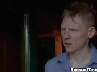 redhead shemale kissing and getting hard