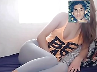 tgirl bruna strokes her big cock while enjoying fumes