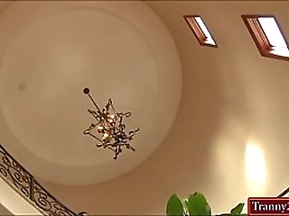 ts sitter honey foxxx sucks off new boss and rides on his cock