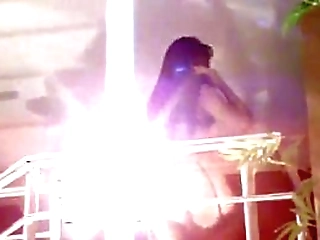 big breasted shemale babe tugging her cock outdoors