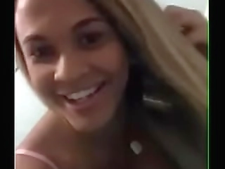 latex tbabe blasts white cum out of her thick cock