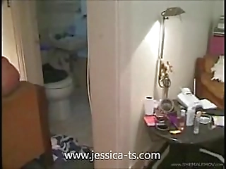 hot tall shemale ariadny collucy with nice tits jacks off her dick