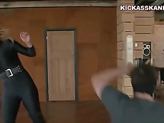 two horny tranny   strap on female threesome