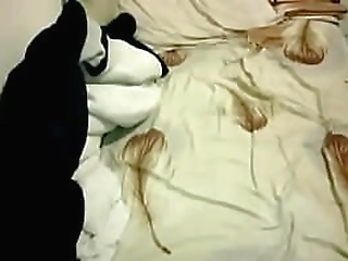 noon sizzles in silver and strokes her ladyboy cock