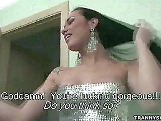 shemale babe kalena strips down and masturbates