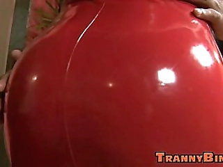 sexy blonde latex tranny ass