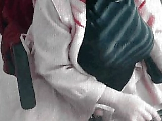 sexy t-girl swimming in mountain river and wetting teal summer dress ...