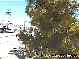 big tit shemale having fun with a guy