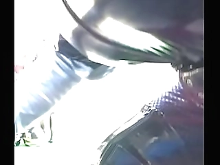 foxy brunette shemale jerking her cock outdoors