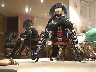 ladyboy venus lux talks dirty in leather and shows off toys