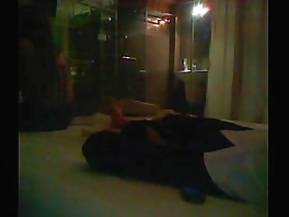 shemale strokes thick cock with dildo in ass